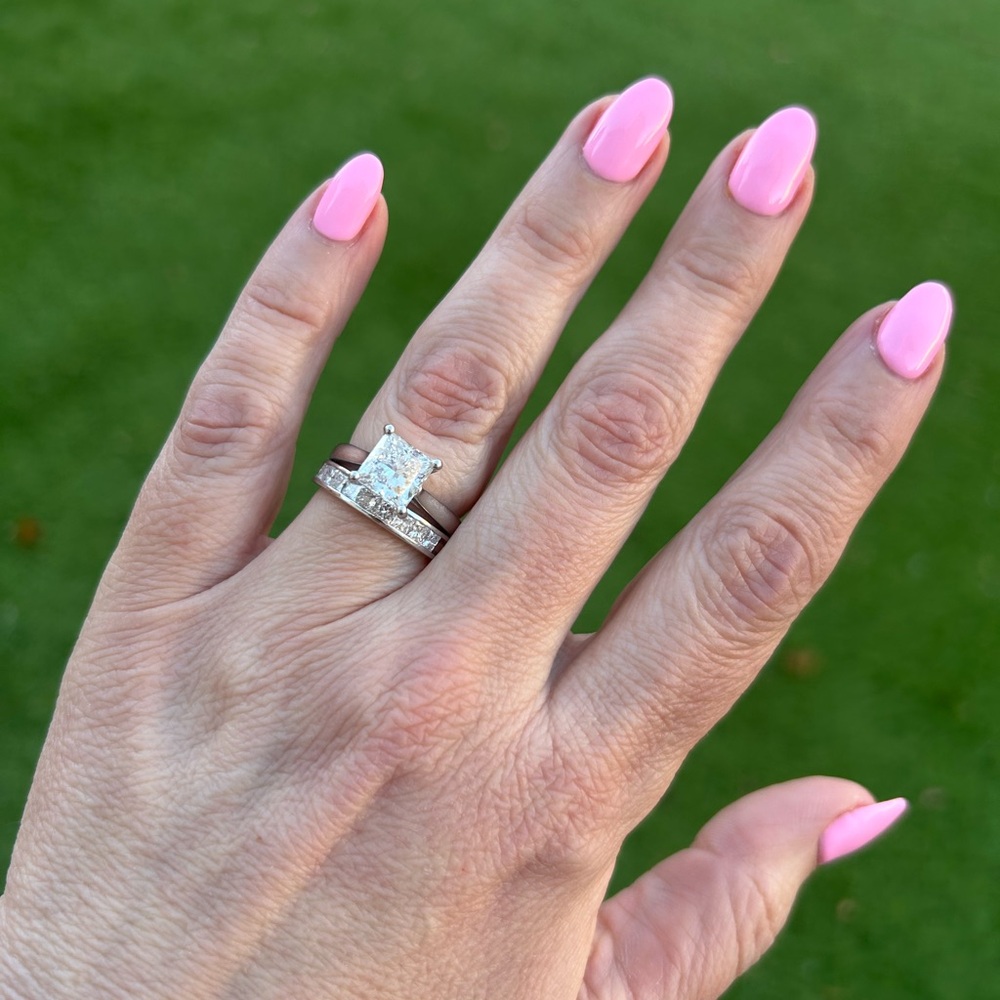 Diamond Ring with attached princess chanel cut wedding band.